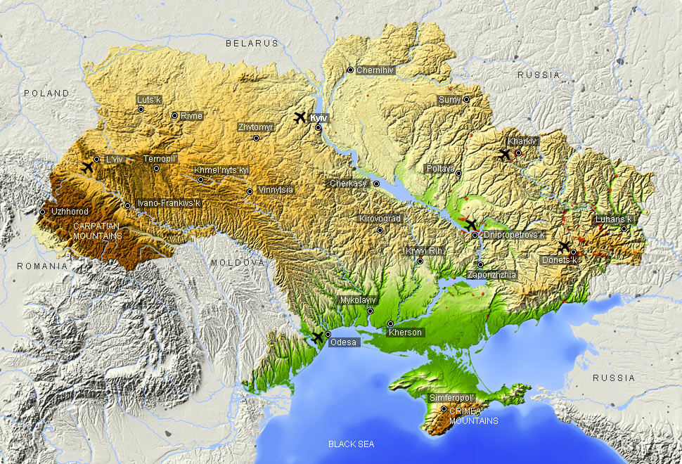 Topographic Map of Ukraine